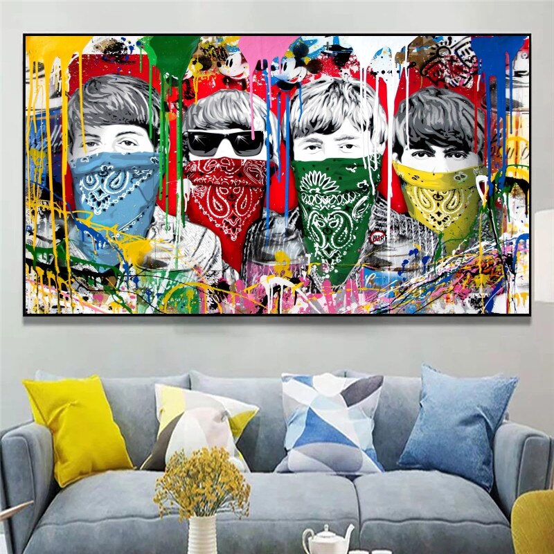 Pop Street Artwork WORLD UNITY No War Canvas Wall Art-ChandeliersDecor