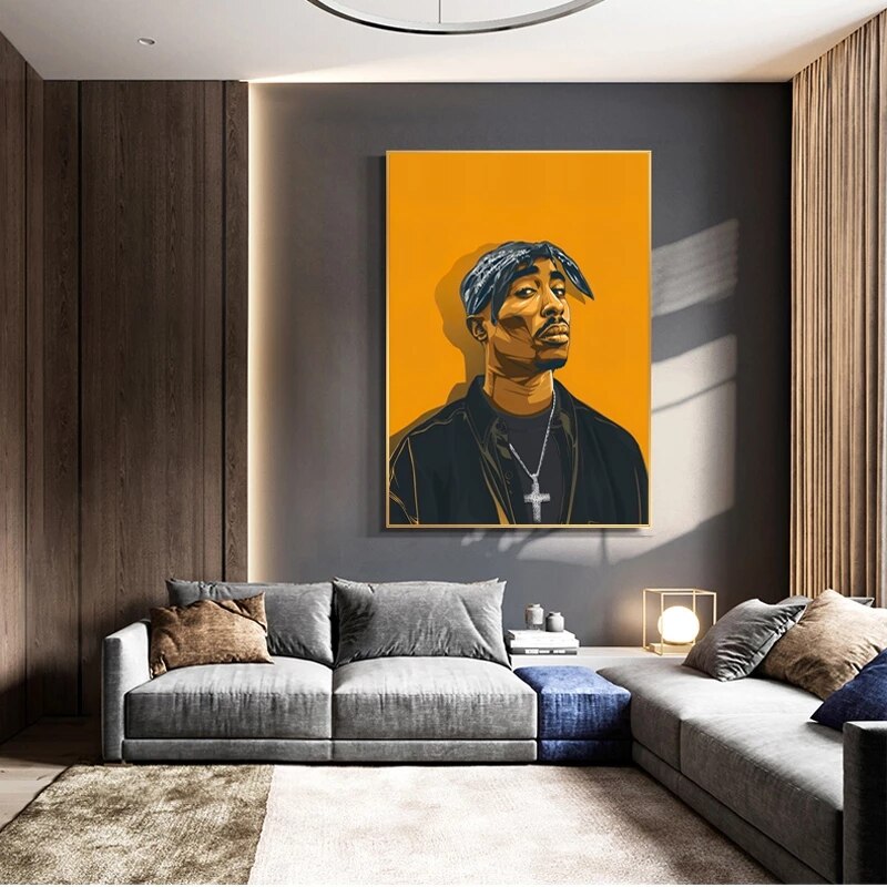 Portrait of 2PAC Canvas Wall Art-ChandeliersDecor