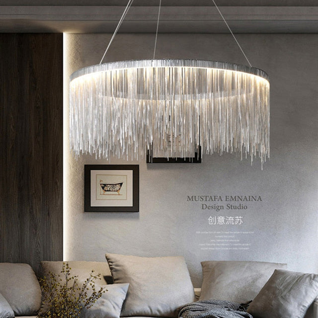 Postmodern Style Living Room Chain Led Chandelier