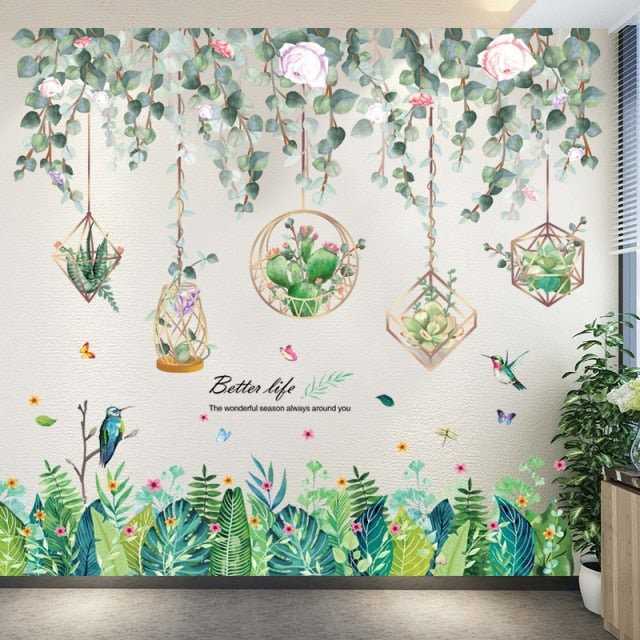 Potted Plant Design Theme Tropical Wall Decal