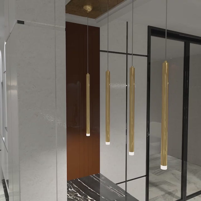 Gold and Black Long Tubes LED Chandelier Light-ChandeliersDecor.com
