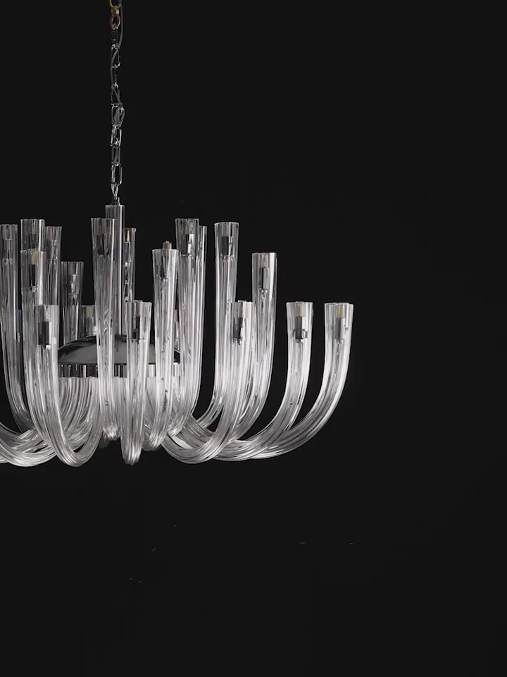 Lustre à pendentif en verre italien en forme de U