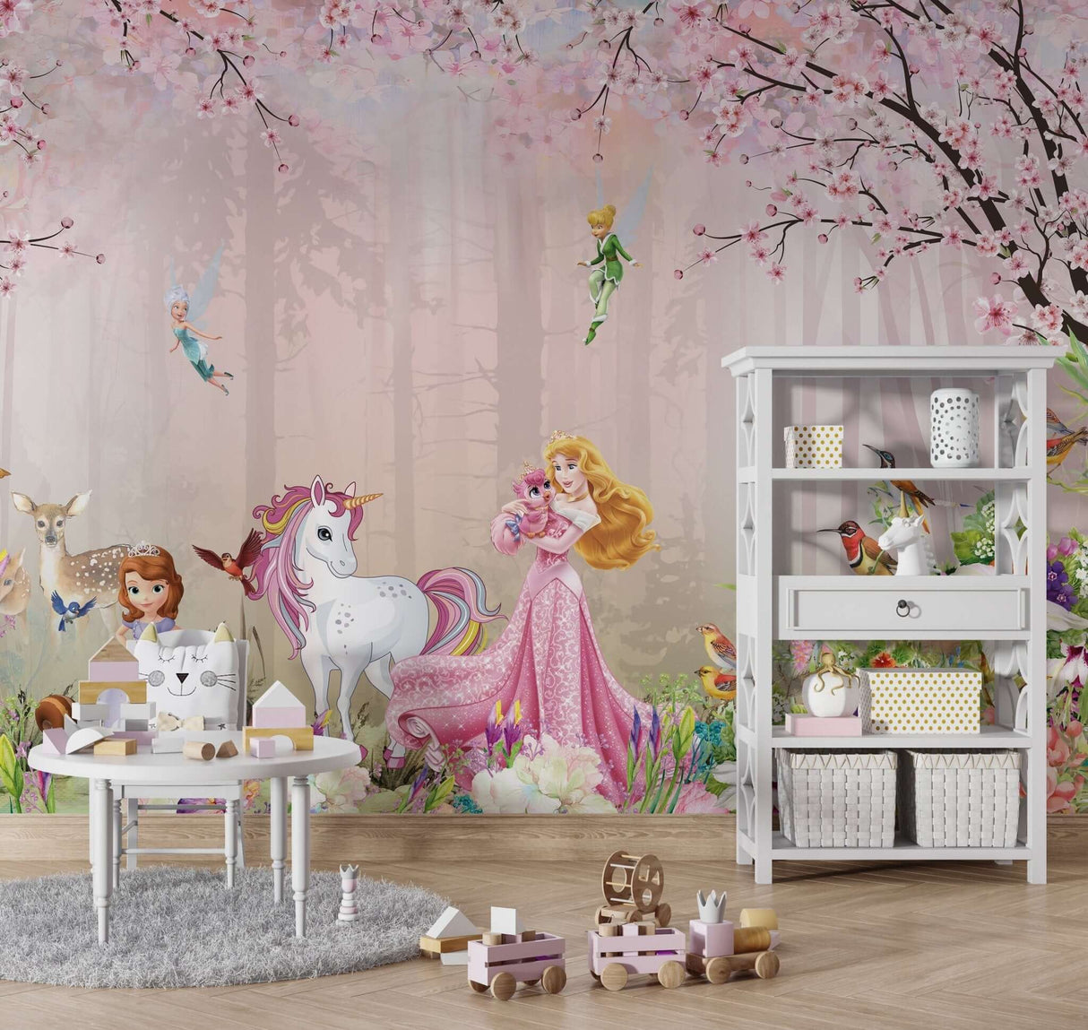 Princess Aurora Enchanted Garden Girls Wallpaper Mural-ChandeliersDecor.com