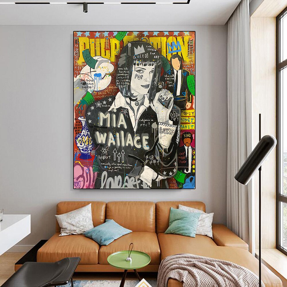 Pulp Fiction Character Graffiti Canvas Poster - Mia Wallace-ChandeliersDecor