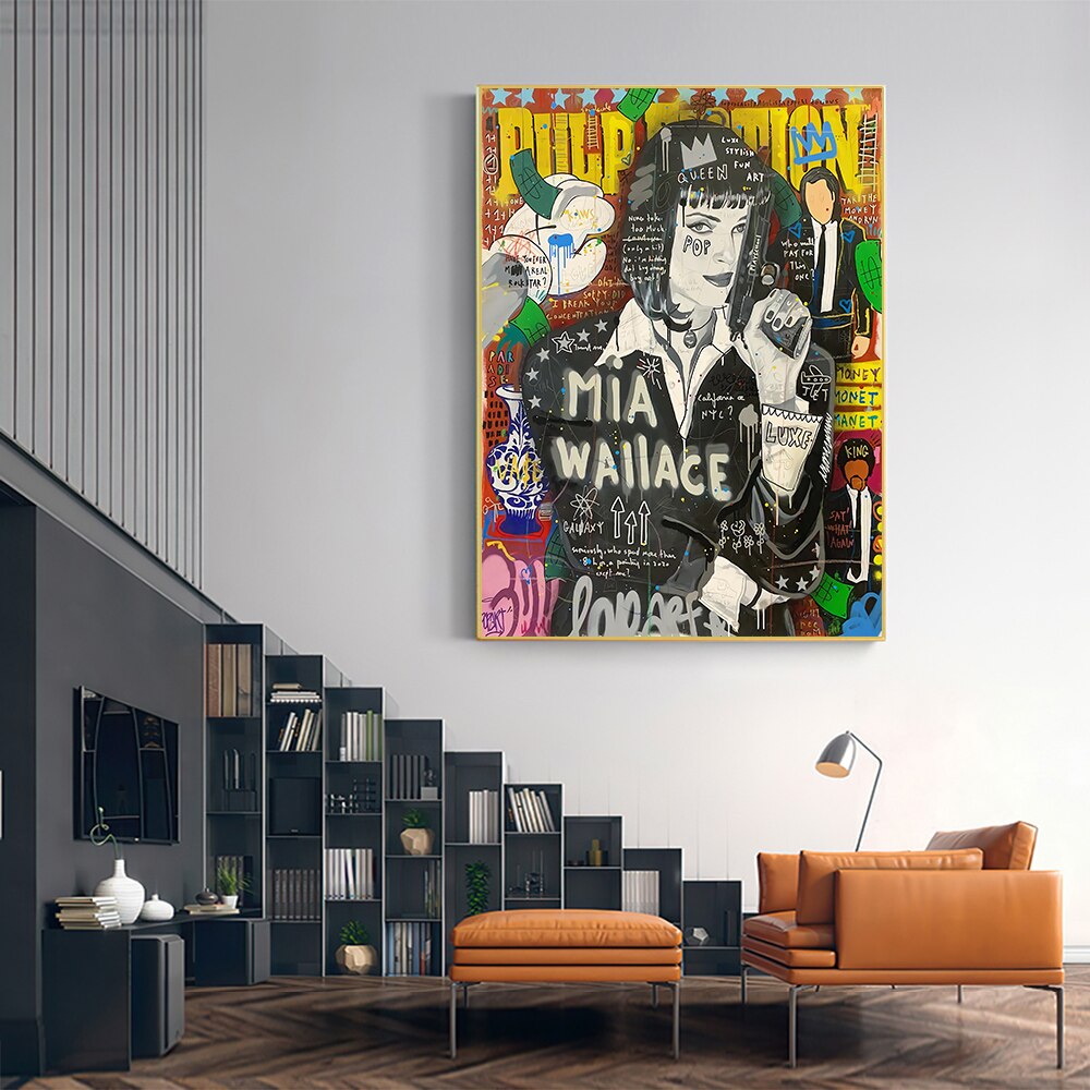 Pulp Fiction Character Graffiti Canvas Poster - Mia Wallace-ChandeliersDecor