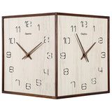 Horloge murale d'angle double face en bois massif sans perforation