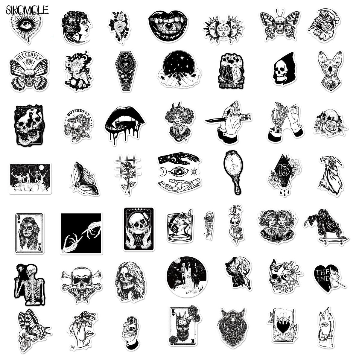 Punk Devil Black And White Horror Stickers Pack-ChandeliersDecor