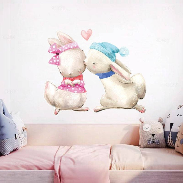 Rabbit on Air Balloon Wall Decal: Nursery Decor