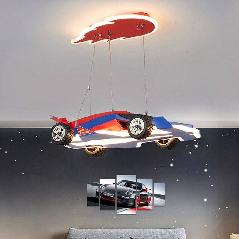 Racing Car Hanging Light - Art Deco Lighting for Kids Room-ChandeliersDecor