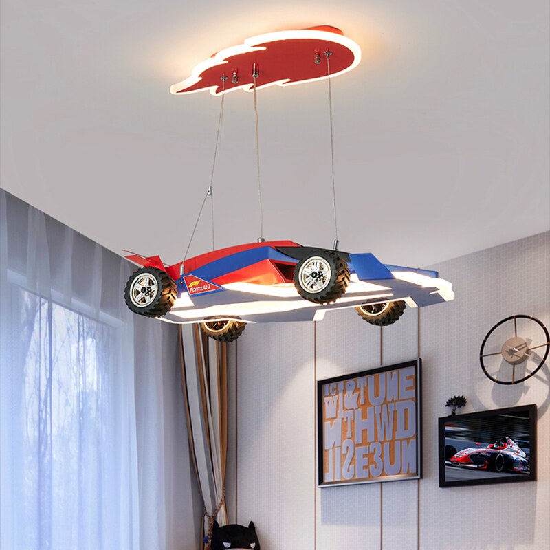 Racing Car Hanging Light - Art Deco Lighting for Kids Room-ChandeliersDecor