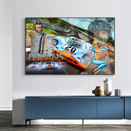 Racing Car Le Mans Racing Canvas Wall Art-ChandeliersDecor