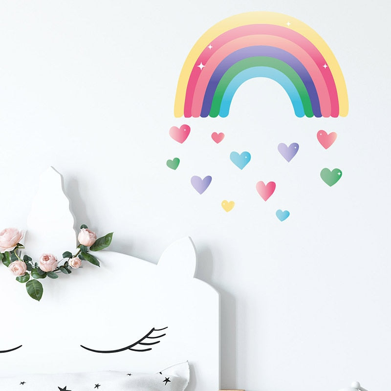 Rainbow Love Heart Wall Stickers for Baby Room-ChandeliersDecor