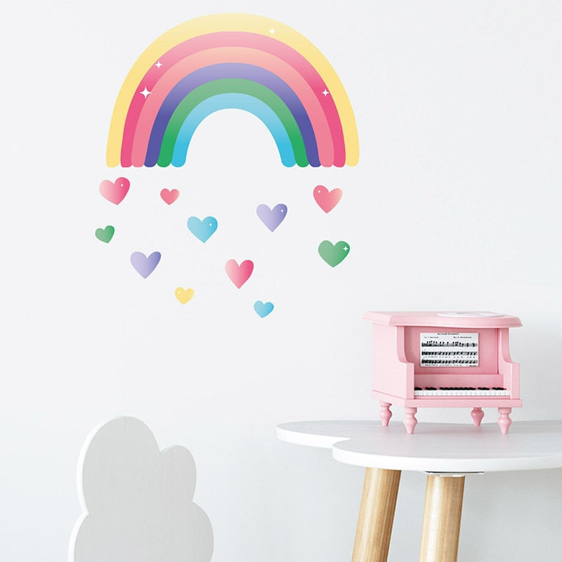 Rainbow Love Heart Wall Stickers for Baby Room-ChandeliersDecor