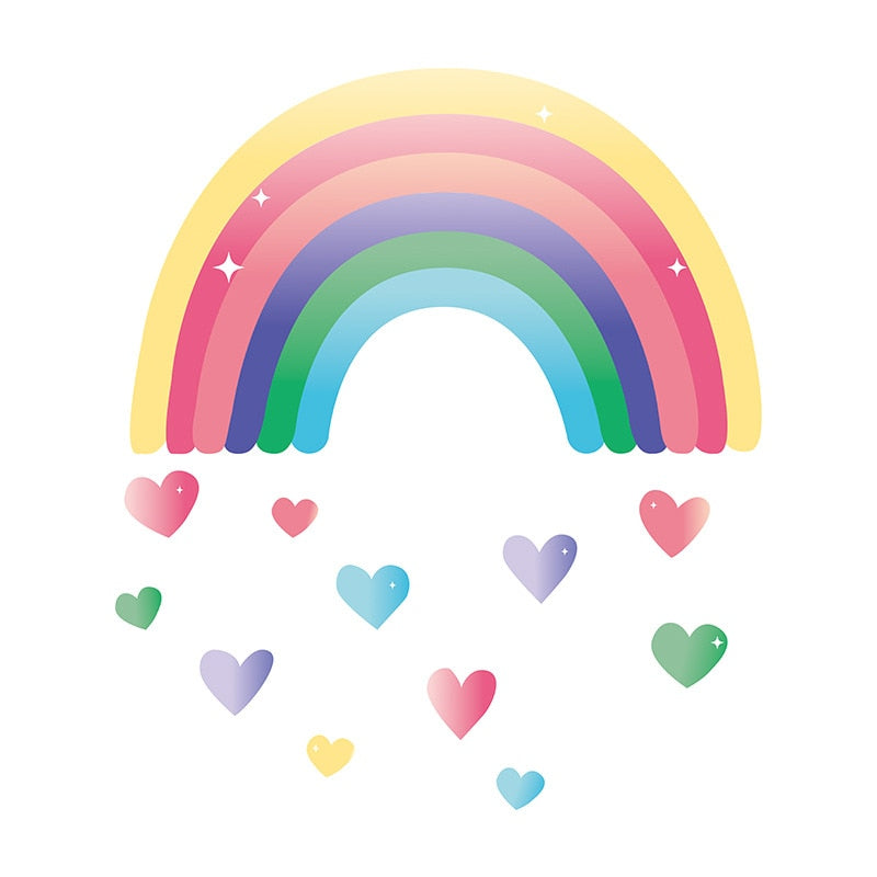 Stickers muraux coeur d'amour arc-en-ciel pour chambre de bébé