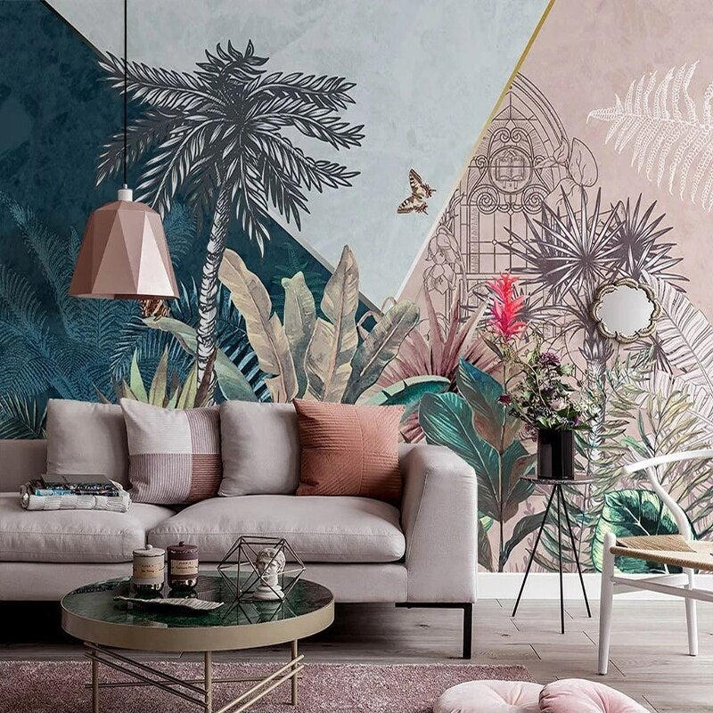 Rainforest Palm Trees Wallpaper for Home Wall Decor-ChandeliersDecor