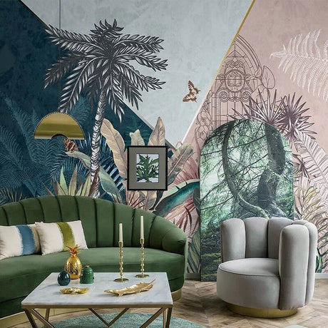 Rainforest Palm Trees Wallpaper for Home Wall Decor-ChandeliersDecor