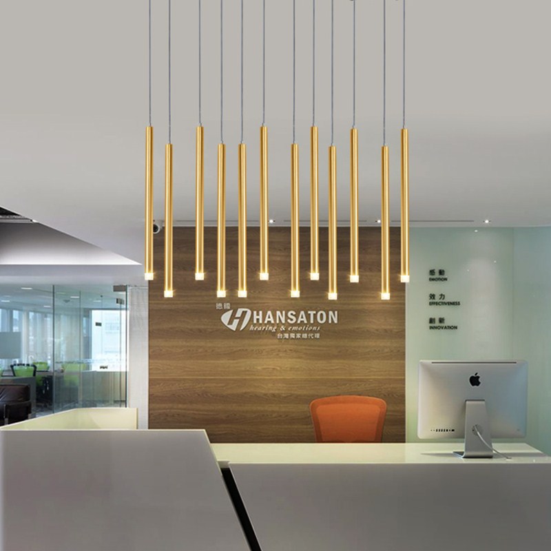 Rectangle LED Restaurant Chandelier - Modern Golden Hanging Lamp-ChandeliersDecor