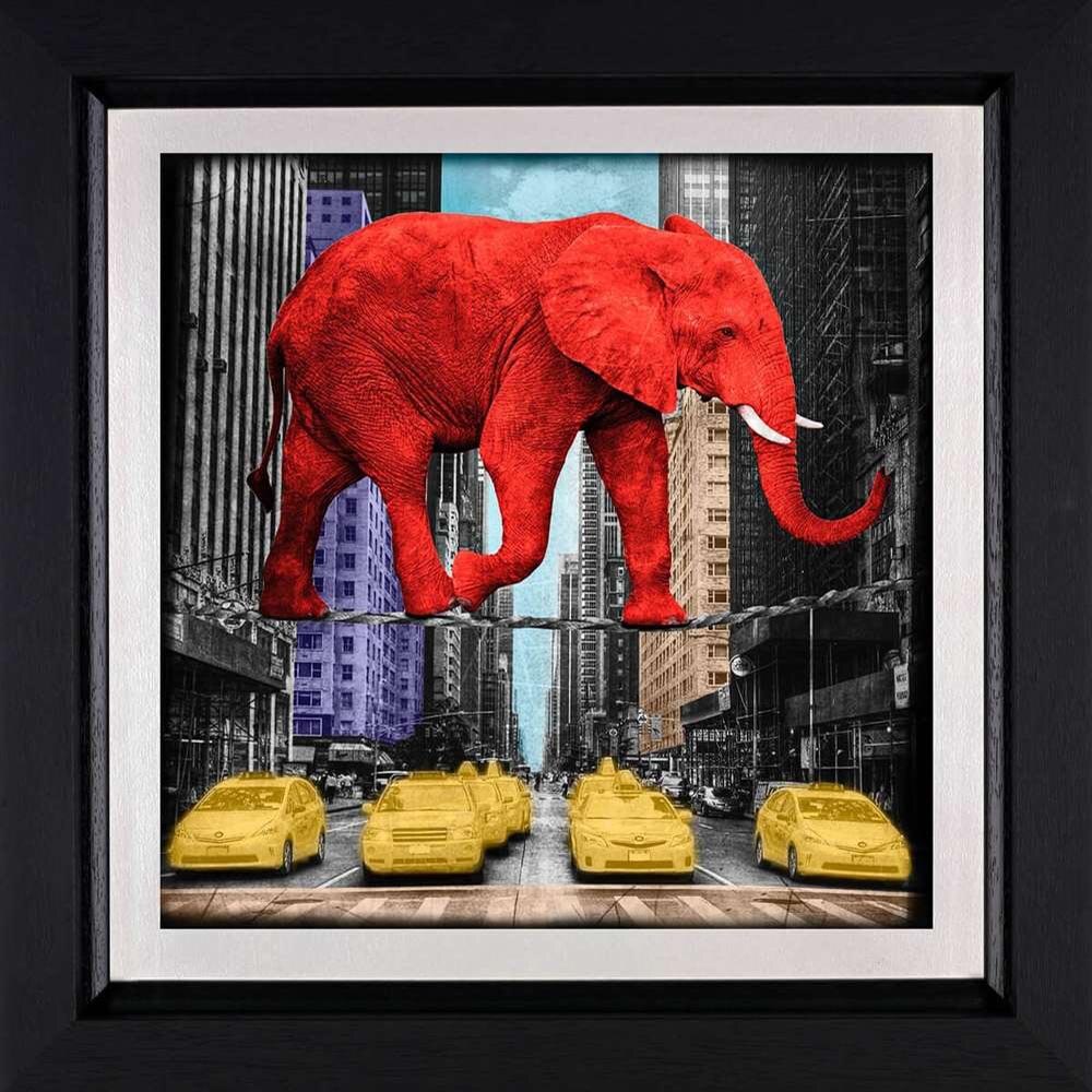 Rote Tiere, Elefant, rosa Nashorn, Leinwand-Wandkunst