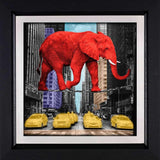 Red Animals Elephant Pink Rhino Canvas Wall Art-ChandeliersDecor