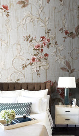 Red Floral Vales Wallpaper Mural-ChandeliersDecor.com