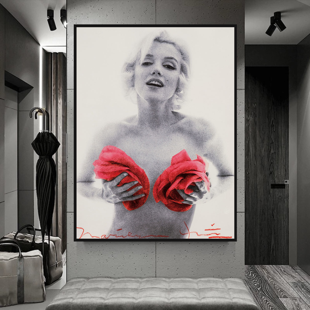 Red Flowers: Marilyn Poster - Captivating Blossoms-ChandeliersDecor