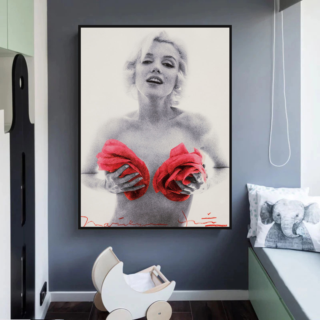 Red Flowers: Marilyn Poster - Captivating Blossoms-ChandeliersDecor