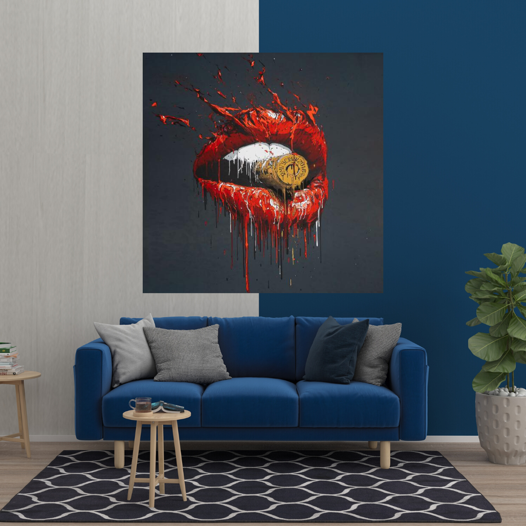 Red Lips Bullet Art Canvas Abstract Wall Décor