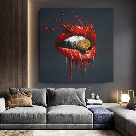 Red Lips Bullet Art Canvas Abstract Wall Décor