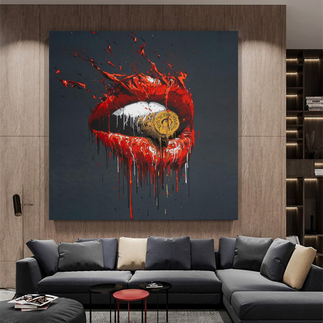 Red Lips Bullet Art Canvas Abstract Wall Décor