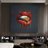 Red Lips Bullet Art Canvas Abstract Wall Décor