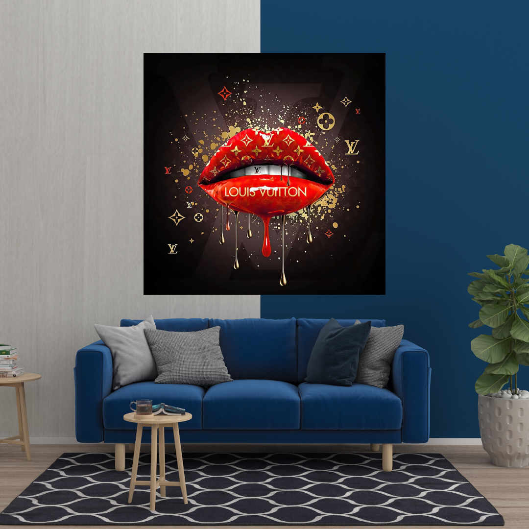 Red Lips Canvas Wall Art-ChandeliersDecor