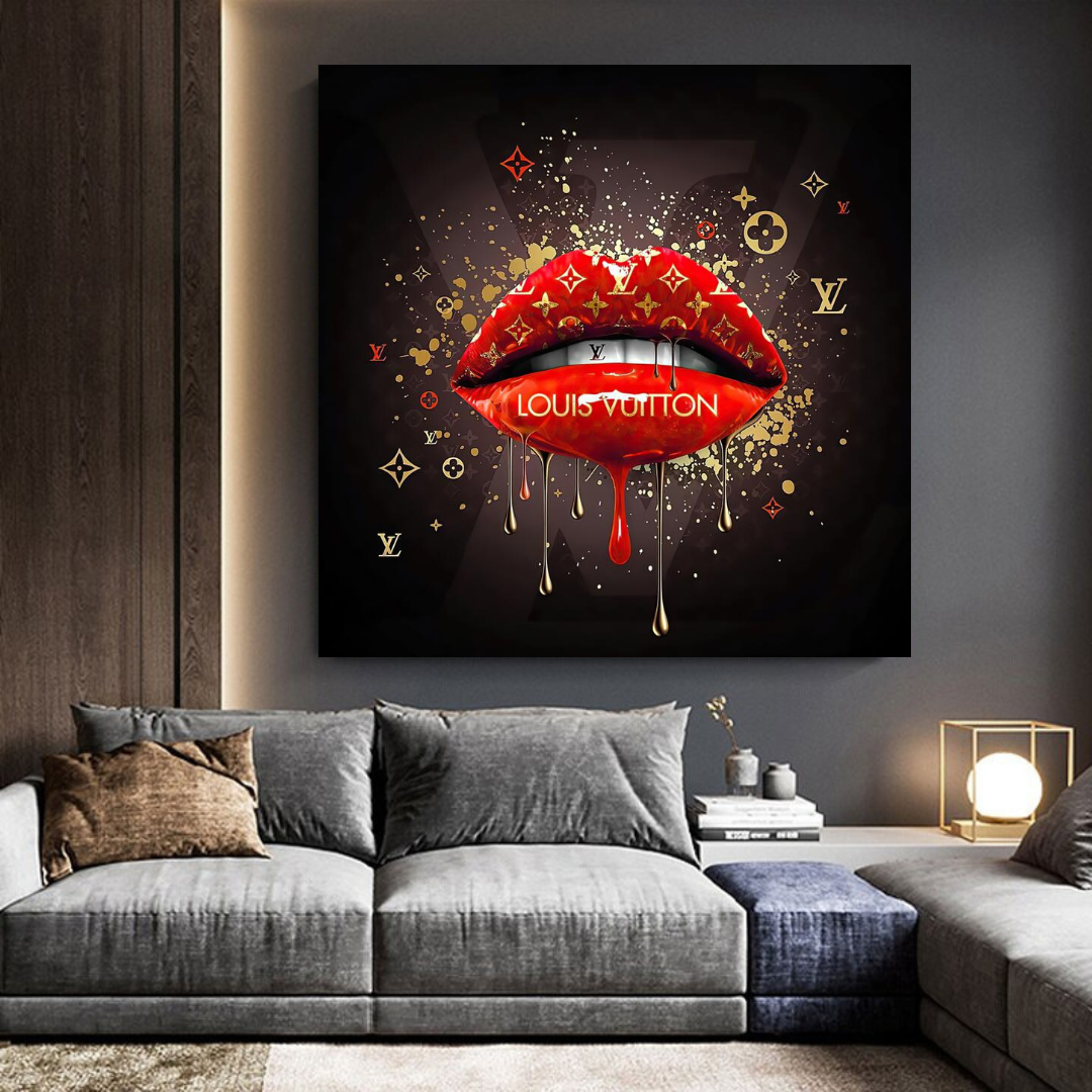 Red Lips Canvas Wall Art-ChandeliersDecor