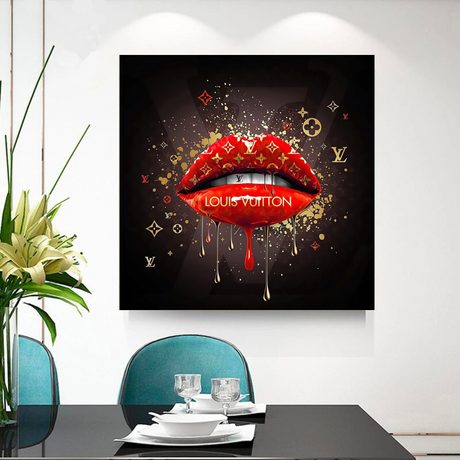 Red Lips Canvas Wall Art-ChandeliersDecor