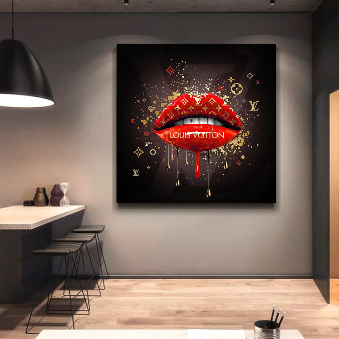 Red Lips Canvas Wall Art-ChandeliersDecor