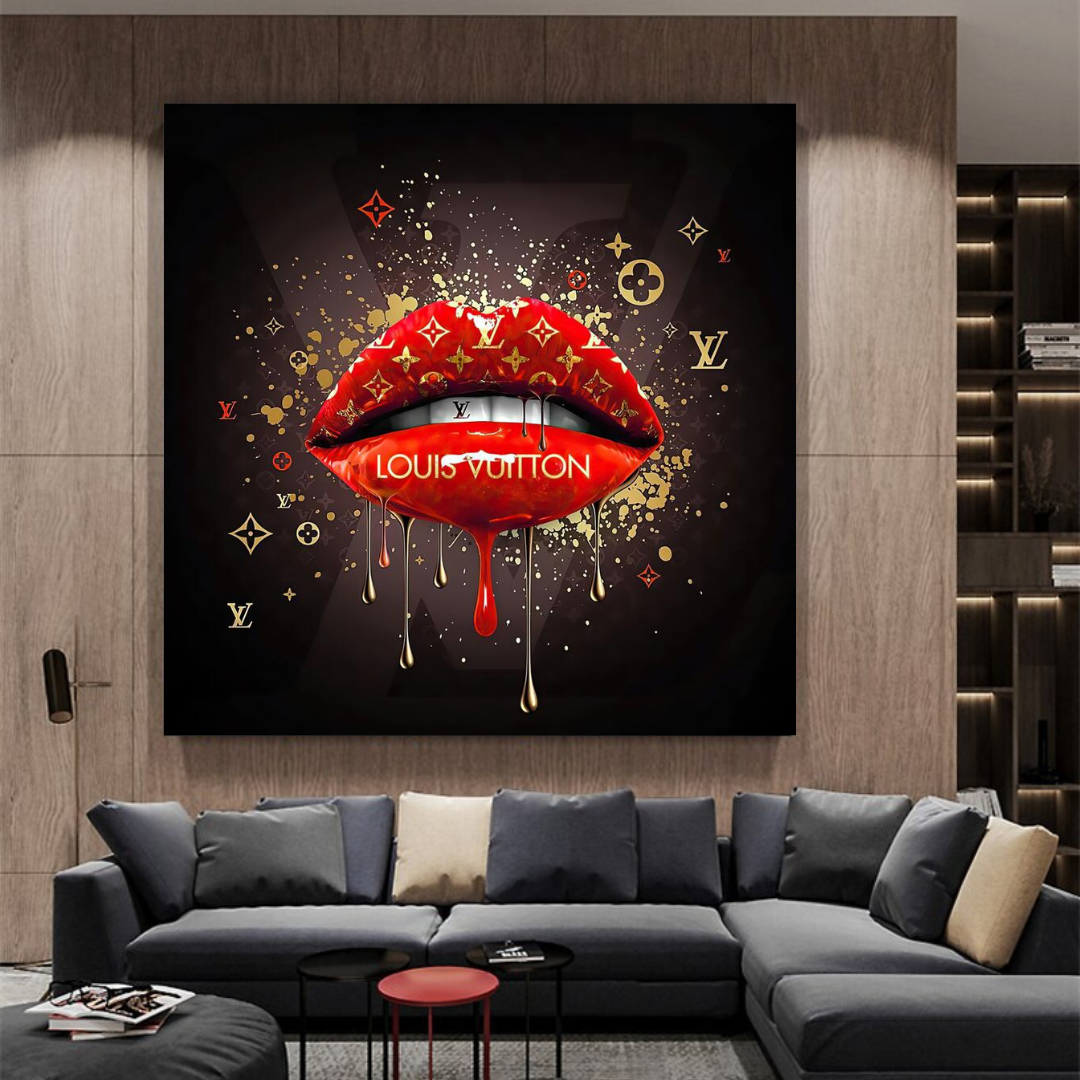 Red Lips Canvas Wall Art-ChandeliersDecor