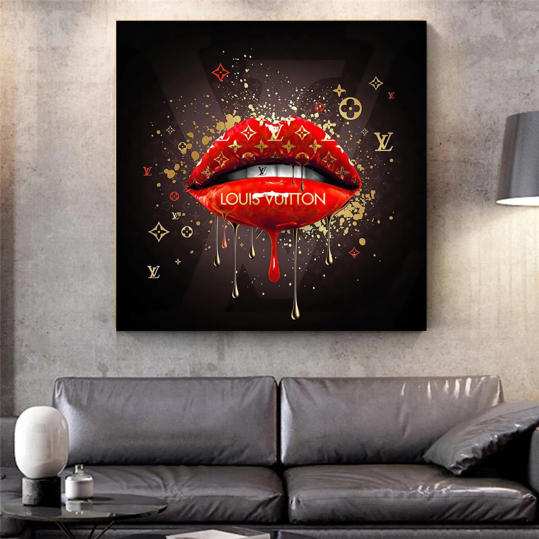 Red Lips Canvas Wall Art-ChandeliersDecor