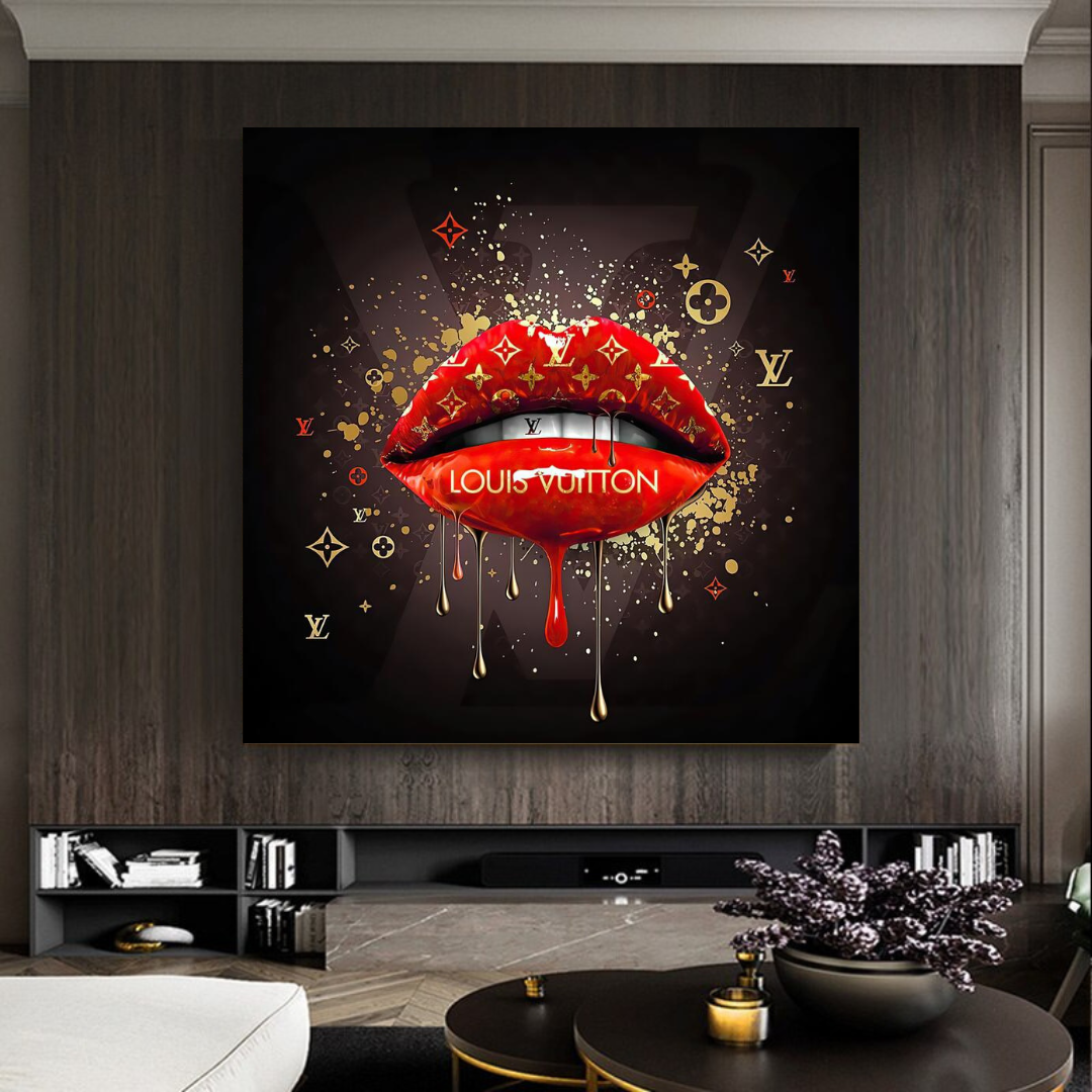 Red Lips Canvas Wall Art-ChandeliersDecor