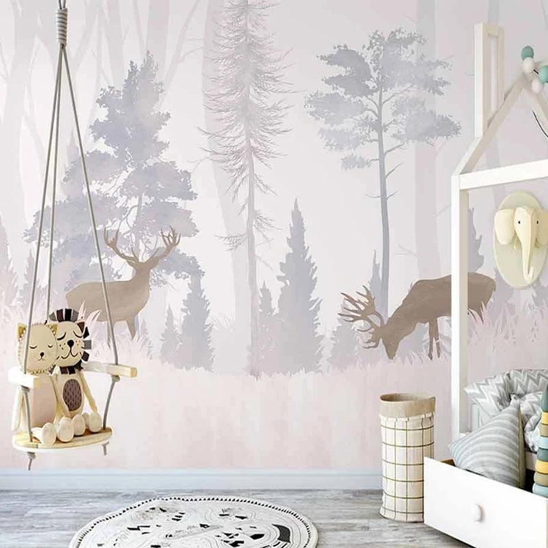 Reindeers in the Forest Nursery Wallpaper-ChandeliersDecor