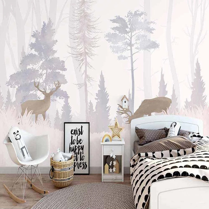Reindeers in the Forest Nursery Wallpaper-ChandeliersDecor