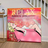 Relax Woman Bathing Print Poster on Canvas - Home Decor Wall Art-ChandeliersDecor