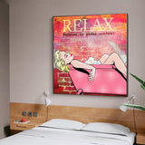 Relax Woman Bathing Print Poster on Canvas - Home Decor Wall Art-ChandeliersDecor