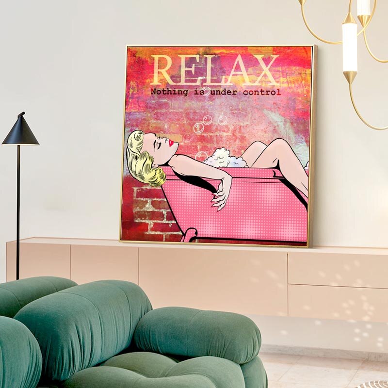 Relax Woman Bathing Print Poster on Canvas - Home Decor Wall Art-ChandeliersDecor