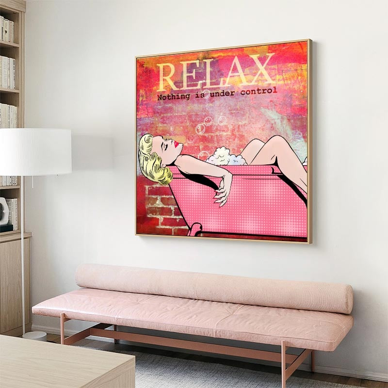 Relax Woman Bathing Print Poster on Canvas - Home Decor Wall Art-ChandeliersDecor