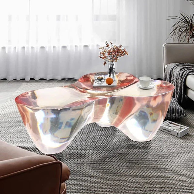 Resin Figurine Glass Coffee Table-ChandeliersDecor