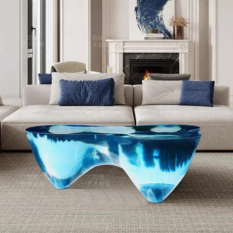 Resin Figurine Glass Coffee Table-ChandeliersDecor