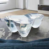 Resin Figurine Glass Coffee Table-ChandeliersDecor