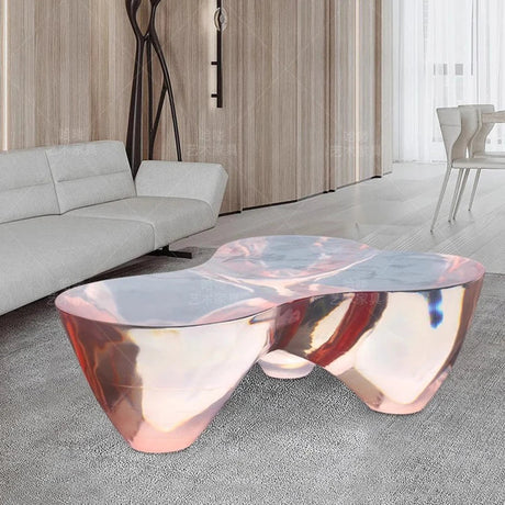 Resin Figurine Glass Coffee Table-ChandeliersDecor