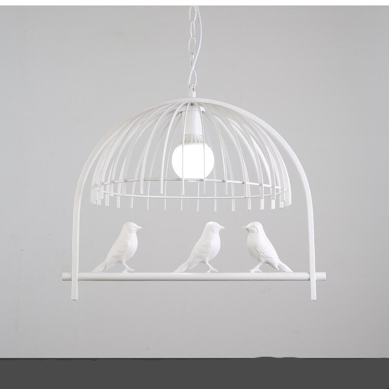 Lustre cage à oiseaux en fer et résine