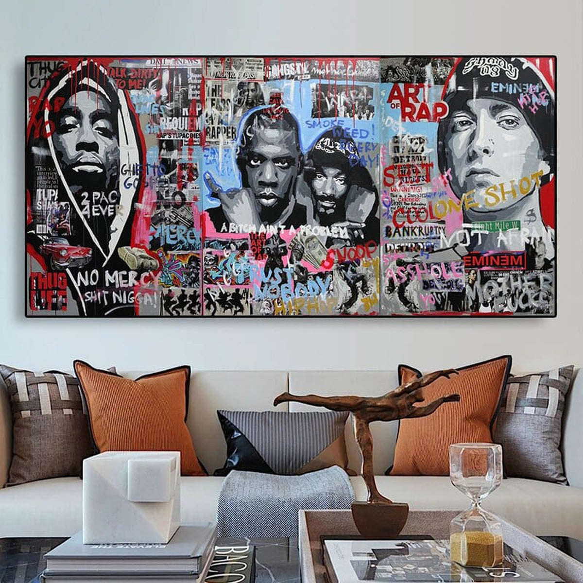 Retro 2PAC Art Rap Hip Hop Singer Canvas Wall Art