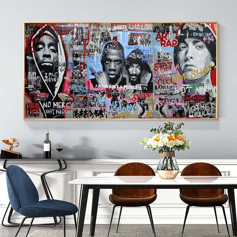 Retro 2PAC Art Rap Hip Hop Singer Canvas Wall Art-ChandeliersDecor